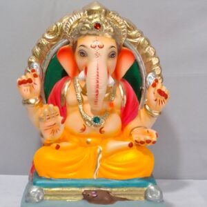 Padmasan Ganesh with Prabhaval - Golden Yellow (A2-16)