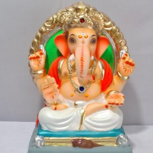 Padmasan Ganesh with Prabhaval - White (A2-18)
