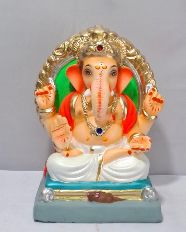 Padmasan Ganesh with Prabhaval - White (A2-18)