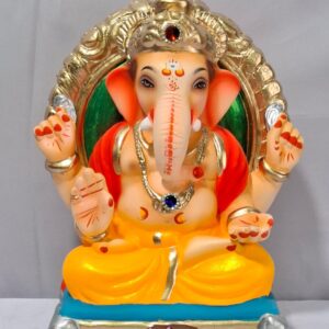 Padmasan Ganesh with Prabhaval - Golden Yellow (A2-21)