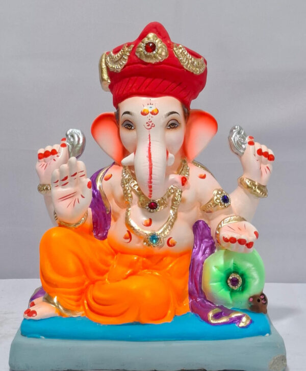 Peshavepose Ganesh with Tilak Pagadi-Orange(B1-103)