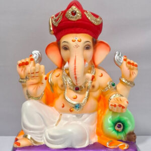 Peshve Pose Ganesh with Tilak Pagadi-White(B1-19)