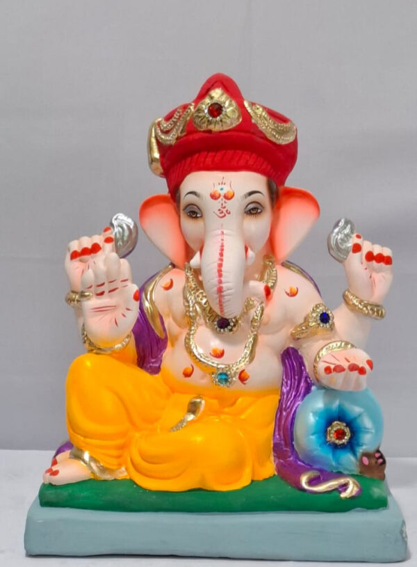 Peshve Pose Ganesh with Tilak Pagadi-Golden Yellow(B1-22)