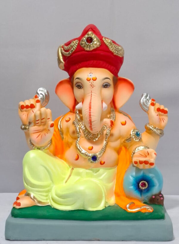 Peshve Pose Ganesh with Tilak Pagadi-Light Yellow(B1-25)