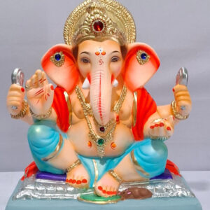 Titwala Ganesh with Rectangular Gadi-Metallic Light Blue(B3-35)