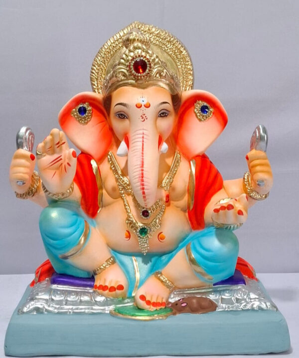 Titwala Ganesh with Rectangular Gadi-Metallic Light Blue(B3-35)