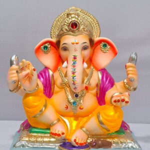 Titwala Ganesh with Rectangular Gadi-Golden Yellow(B3-36)