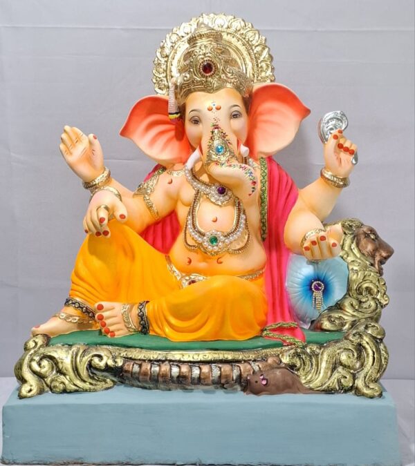 Peshvepose Ganesh-Yellow With Zari(E3-13)