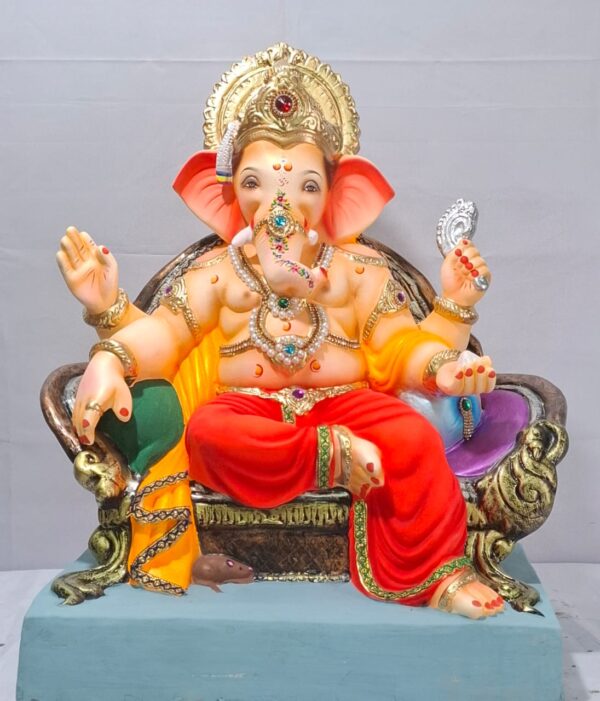 Ganesh on Sofa Furniture-Red With Zari(E3-14)