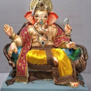 Ganesha on Sofa Furniture(Fabric Dhoti,Shawal)-Golden Yellow(Art-30)