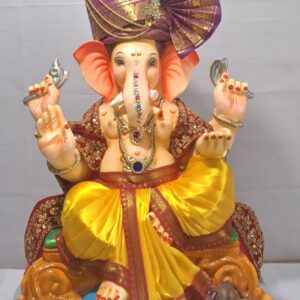 Ganesha on Welling Furniture(Fabric Dhoti, Shela,Feta)-Golden Yellow(Art-5)