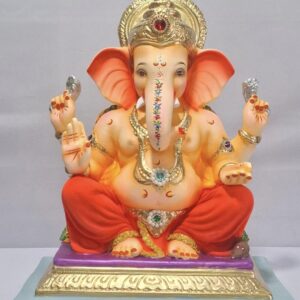 Mysorie Ganesh Rectangular Gadi-Orange(D2-20)