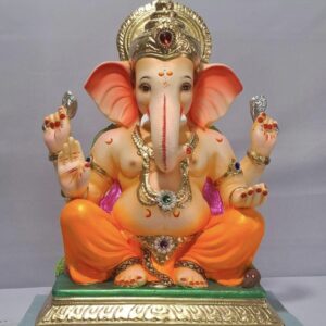 Mysorie Ganesh Rectangular Gadi-Orange(D2-21)