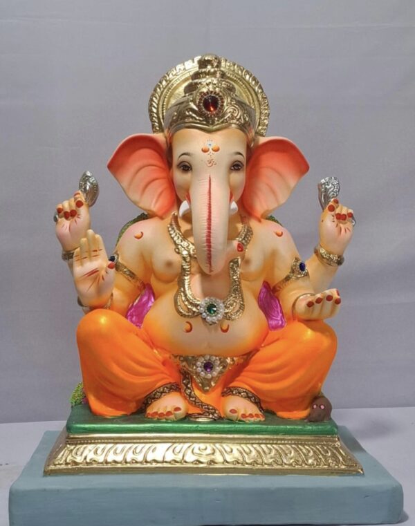 Mysorie Ganesh Rectangular Gadi-Orange(D2-21)