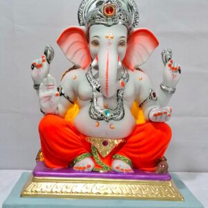 Mysorie Ganesh with Rectangular Gadi-Grey Toned-Red(D2-58)