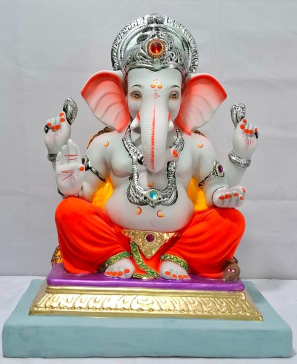 Mysorie Ganesh with Rectangular Gadi-Grey Toned-Red(D2-58)