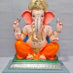 Mysorie Ganesh with Rectangular Gadi-Orange(D2-61)