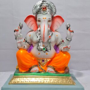Mysorie Ganesh with Rectangular Gadi-Grey Toned-Orange(D2-63)