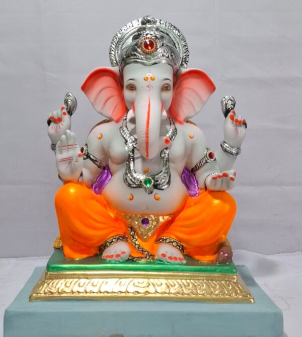 Mysorie Ganesh with Rectangular Gadi-Grey Toned-Orange(D2-63)