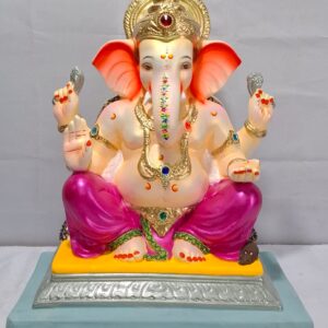 Mysorie Ganesh with Rectangular Gadi-Metallic Majenta Pink(D2-65)