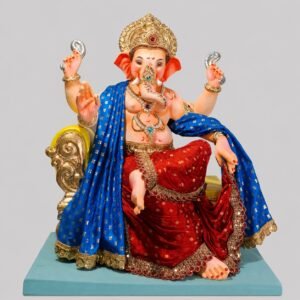 Tirkipose Chintamani Ganesh(red dhoti,blue shela)-Art-043
