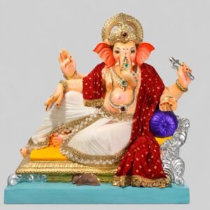 Peshvepose Ganesh(white dhoti,red shela)-Art-046