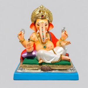 Peshvepose Ganesh with cushion(white)-D1-042
